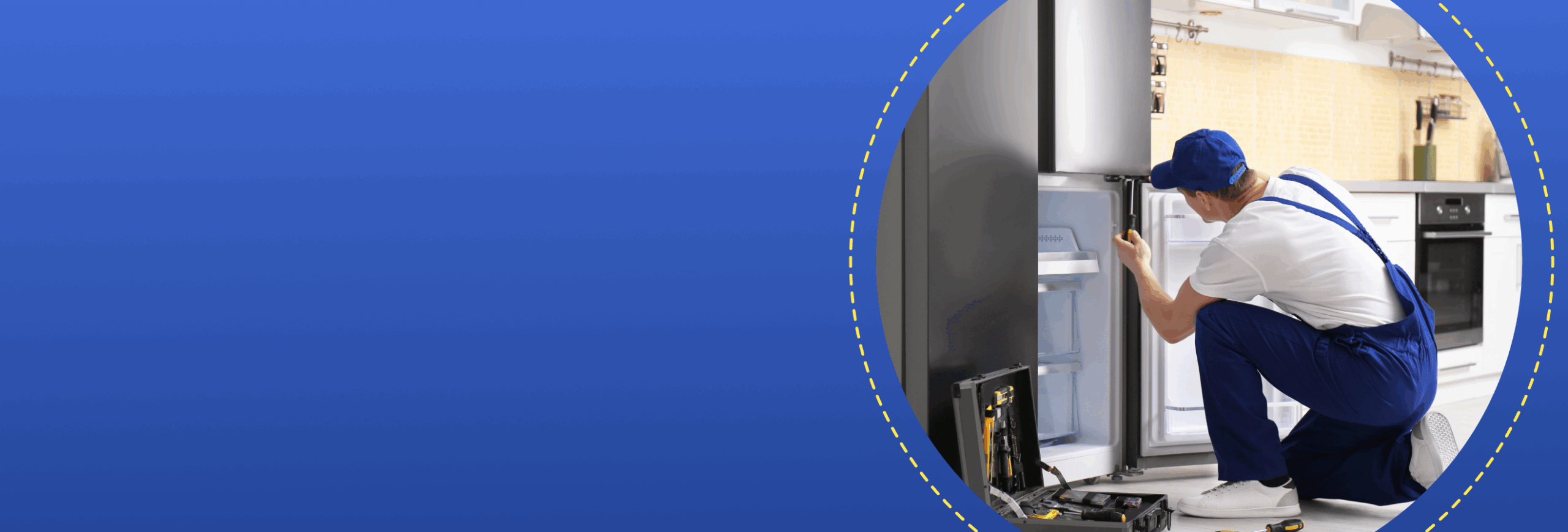 Appliance Repair Man Working on a small fridge